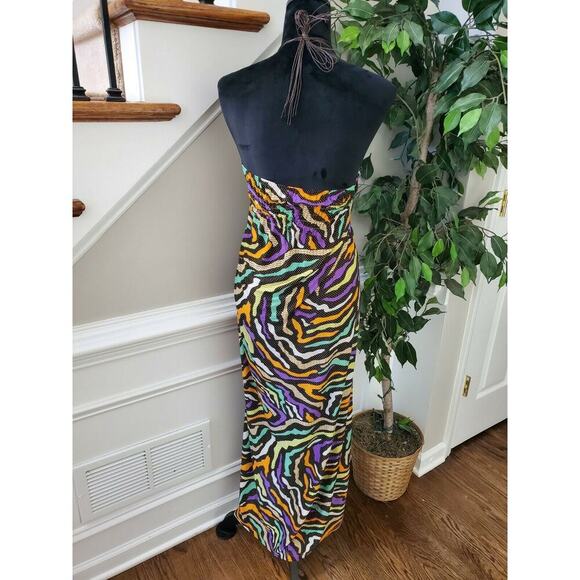 Just Love Women Multicolor Polyester Halter Neck Off Shoulder Long Maxi Dress S - Picture 7 of 12